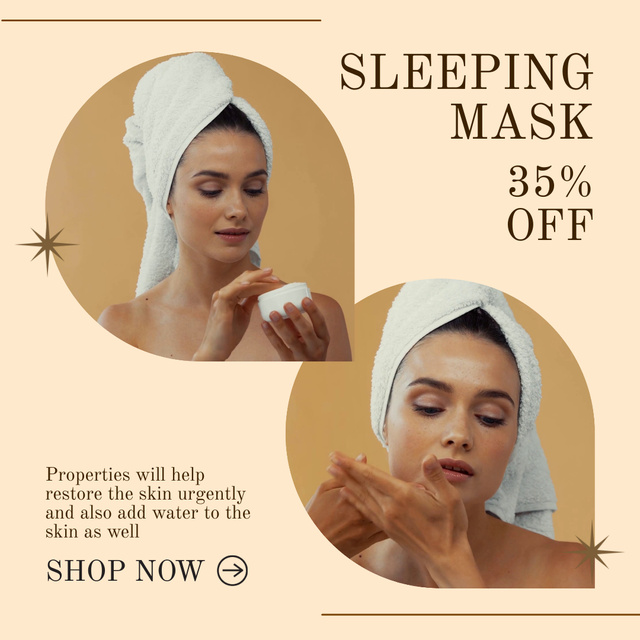 Plantilla de diseño de Sleeping Face Mask For Autumn Season With Discount Animated Post 