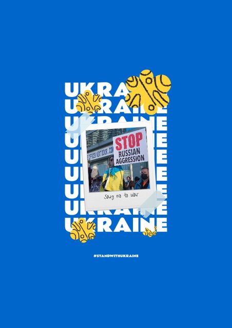 Plantilla de diseño de Stop Russian Aggression against Ukraine A4 