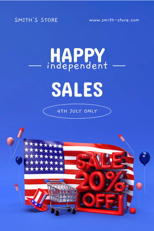 Independence Day Sale Announcement on Blue Pinterest Design Template