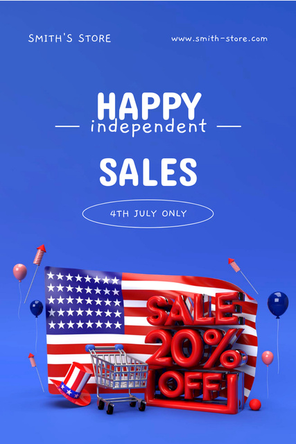 Modèle de visuel Independence Day Sale Announcement on Blue - Pinterest