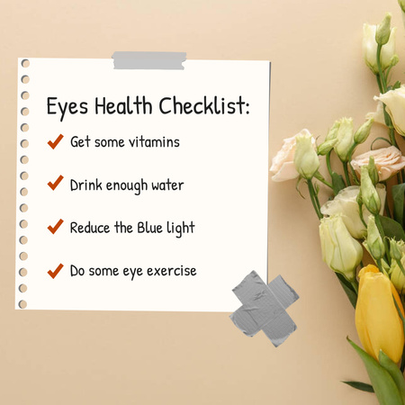 Designvorlage Eyes Health Checklist für Instagram