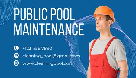 Platilla de diseño Offering Public Pool Maintenance Services Business Card US