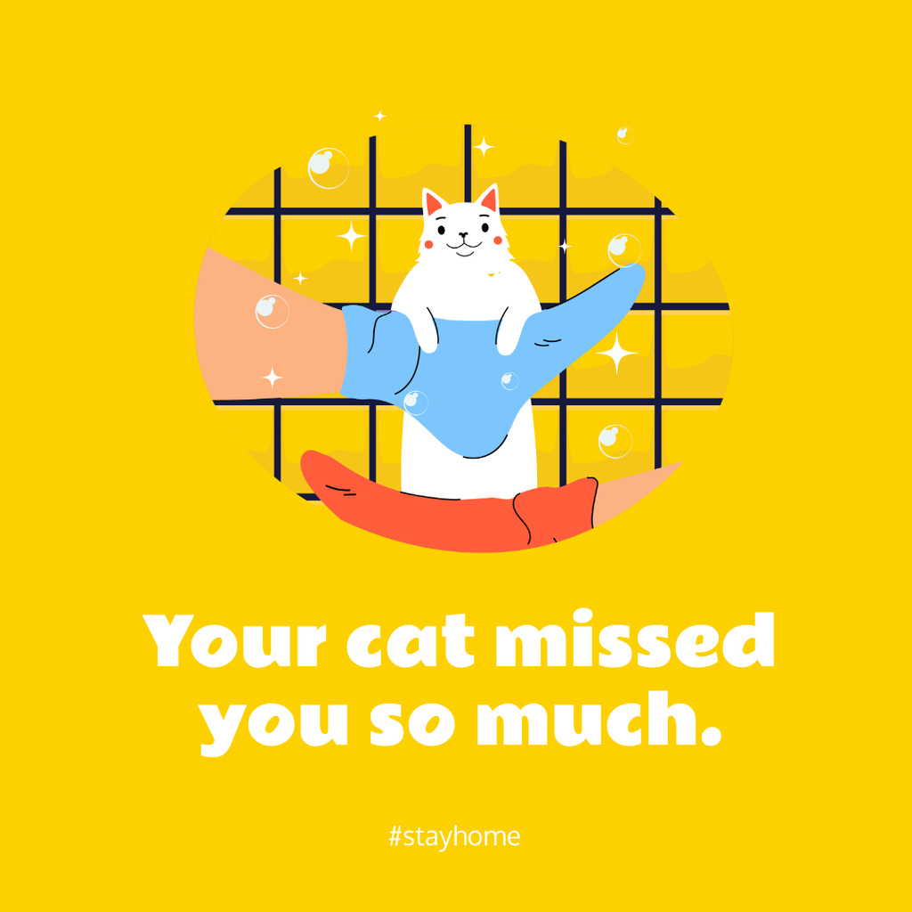 Plantilla de diseño de Stay Home concept with cute Cat Instagram 