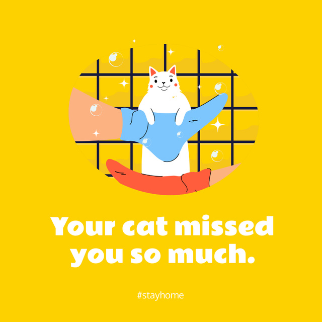 Modèle de visuel Stay Home concept with cute Cat - Instagram