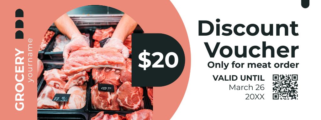 Grocery Store Ad with Organic Raw Meat Couponデザインテンプレート