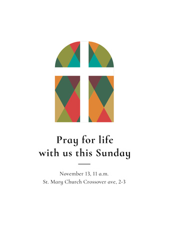 Modèle de visuel invitation à prier avec la fenêtre de l'église - Poster US