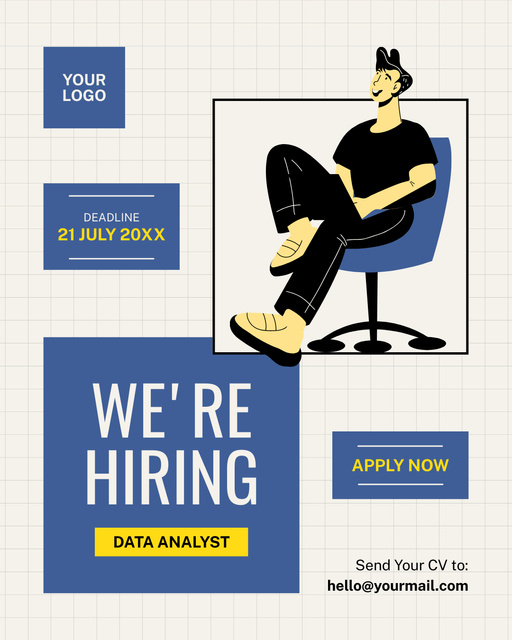 Template di design Data Analyst Wanted Instagram Post Vertical