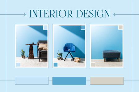 Minimal Interior Design Blue Mood Board Design Template