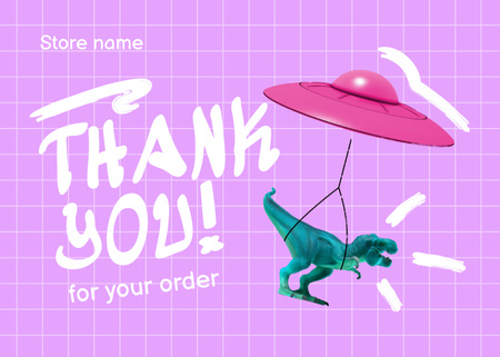 Funny Dinosaur Flying On UFO Postcard 5x7in Design Template