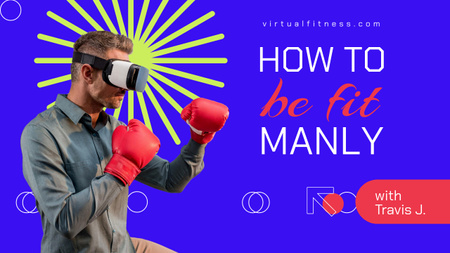 Man Boxing in Virtual Reality Glasses Youtube Thumbnail Modelo de Design