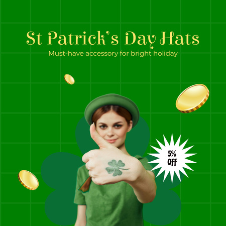 Hats On Patrick’s Day Sale Offer Animated Post Design Template