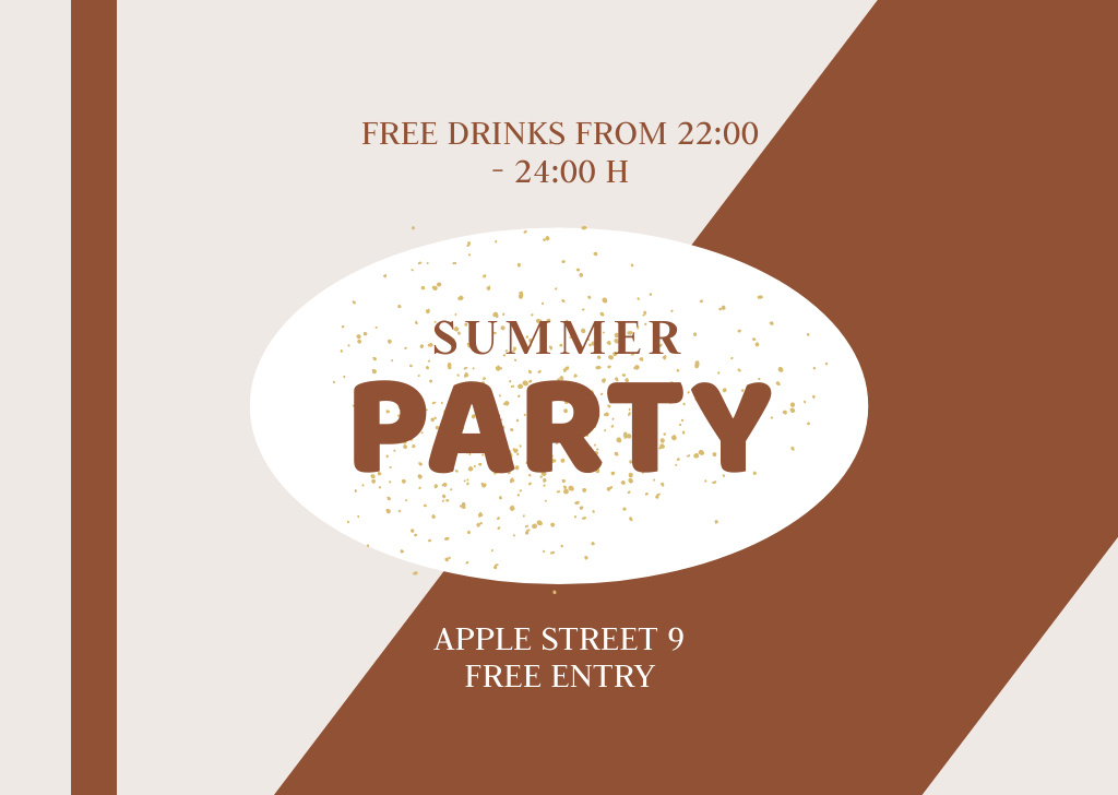 Summer Party Announcement on Beige and Brown Flyer A6 Horizontal Design Template