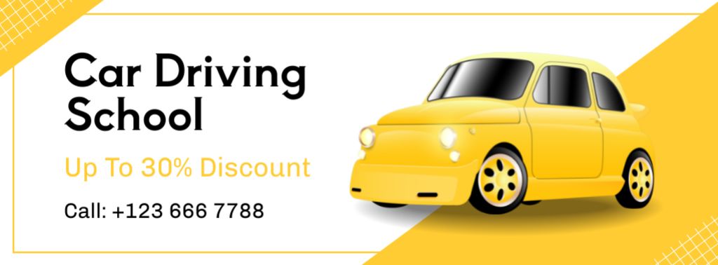 Interactive Car Driving School Training With Discount Facebook cover Πρότυπο σχεδίασης