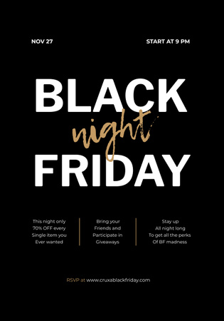 Black Friday Night Sale Laconic Announcement Poster 28x40in Design Template