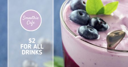 Smoothie Cafe Advertisement Blueberries Drink Facebook AD Design Template