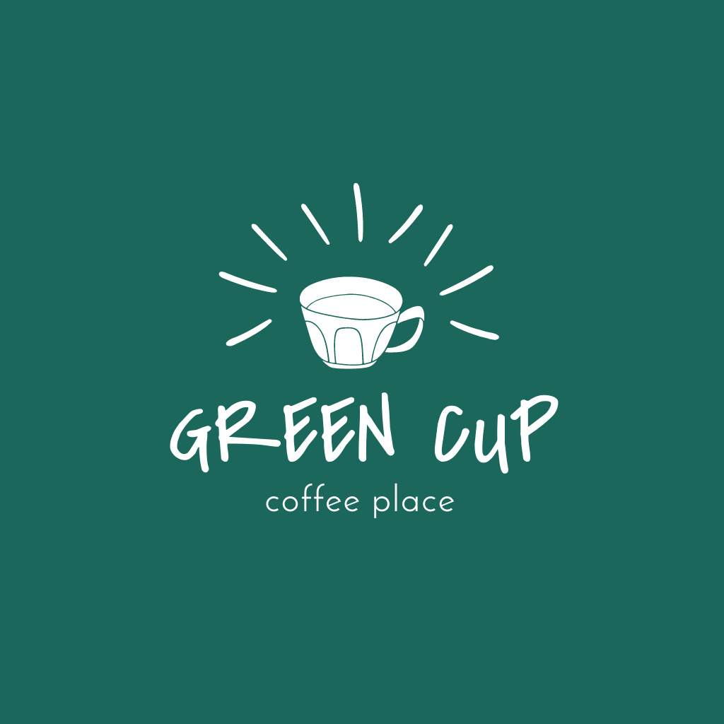 Template di design Coffee Shop Offer with Cup on Green Logo