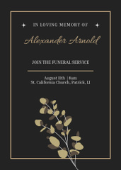 Funeral Services Invitation with Leaf Branch