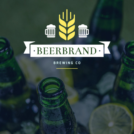 Brewing company Ad with Beer Bottles Instagram Design Template