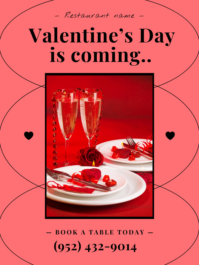 Designvorlage Romantic Dinner with Champagne on Valentine's Day für Poster US