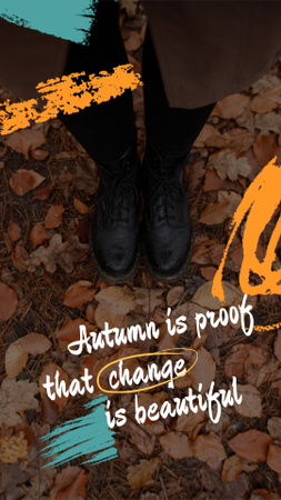 Platilla de diseño Autumn Inspiration with Girl standing on Foliage Instagram Video Story