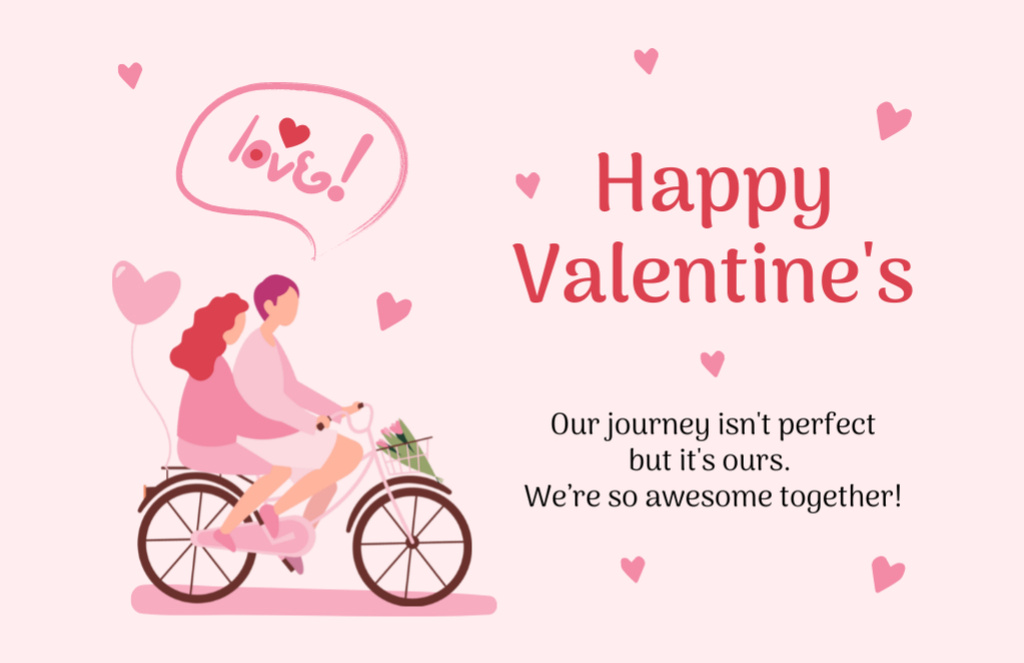 Happy Valentine's Day Greetings with Couple in Love Thank You Card 5.5x8.5in – шаблон для дизайну