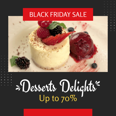 Black Friday Sale of Yummy Desserts Animated Post Design Template