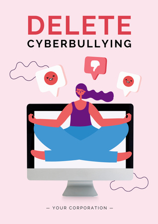 Awareness of Stop Cyberbullying Poster Design Template