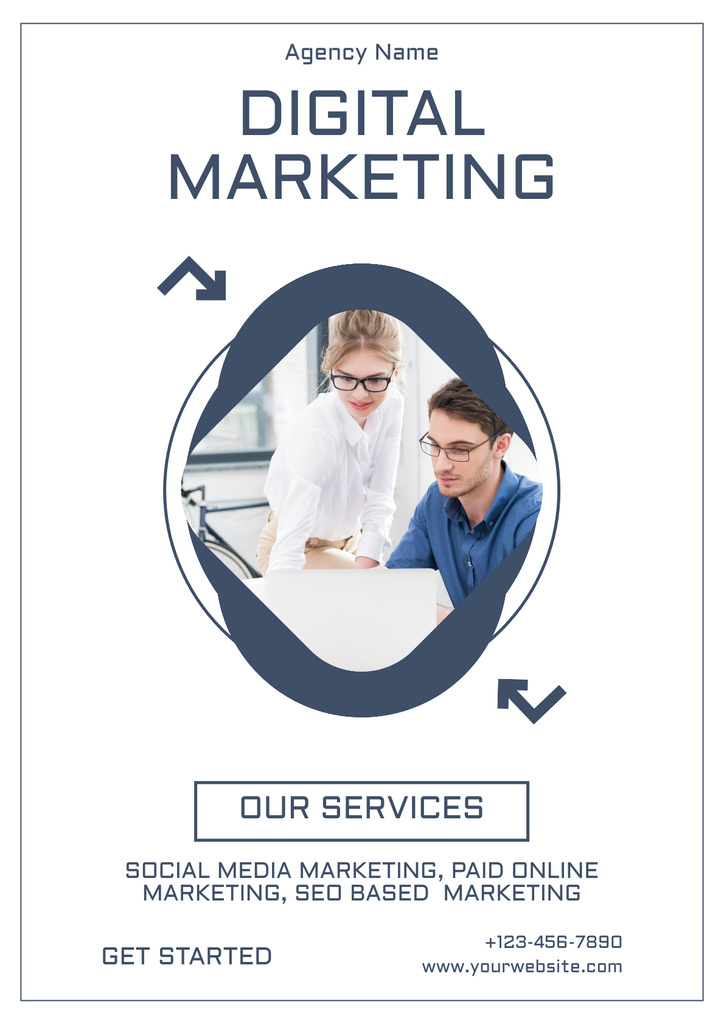 Various Approaches And Instruments From Digital Marketing Agency Poster – шаблон для дизайна