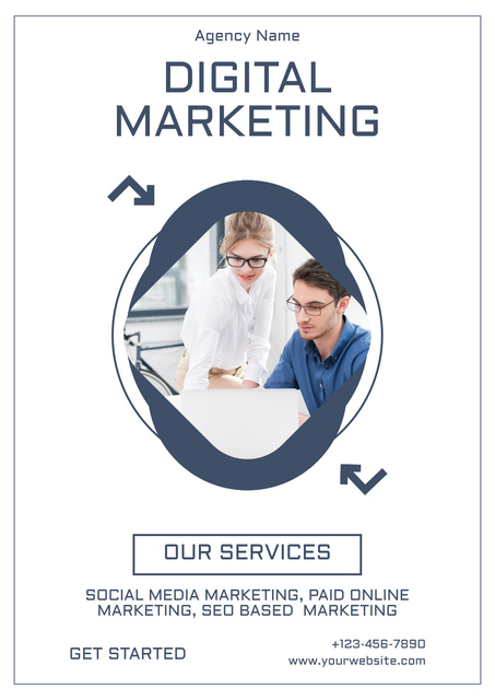Various Approaches And Instruments From Digital Marketing Agency Poster – шаблон для дизайна