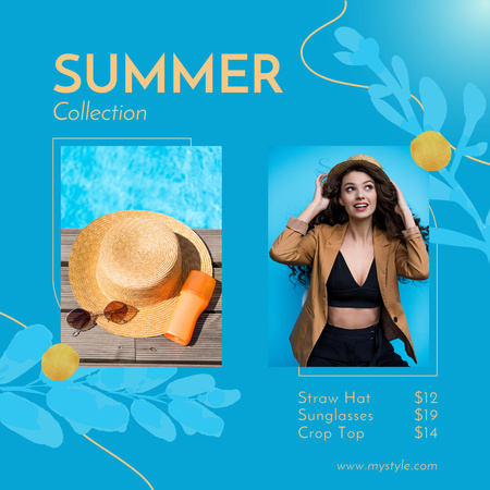 Plantilla de diseño de Colección de ropa de moda de verano azul Instagram 