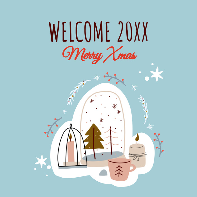 Modèle de visuel New Year and Christmas Greeting - Instagram