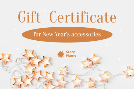 Designvorlage Neujahrs-Accessoires-Verkaufsangebot mit festlicher Girlande für Gift Certificate