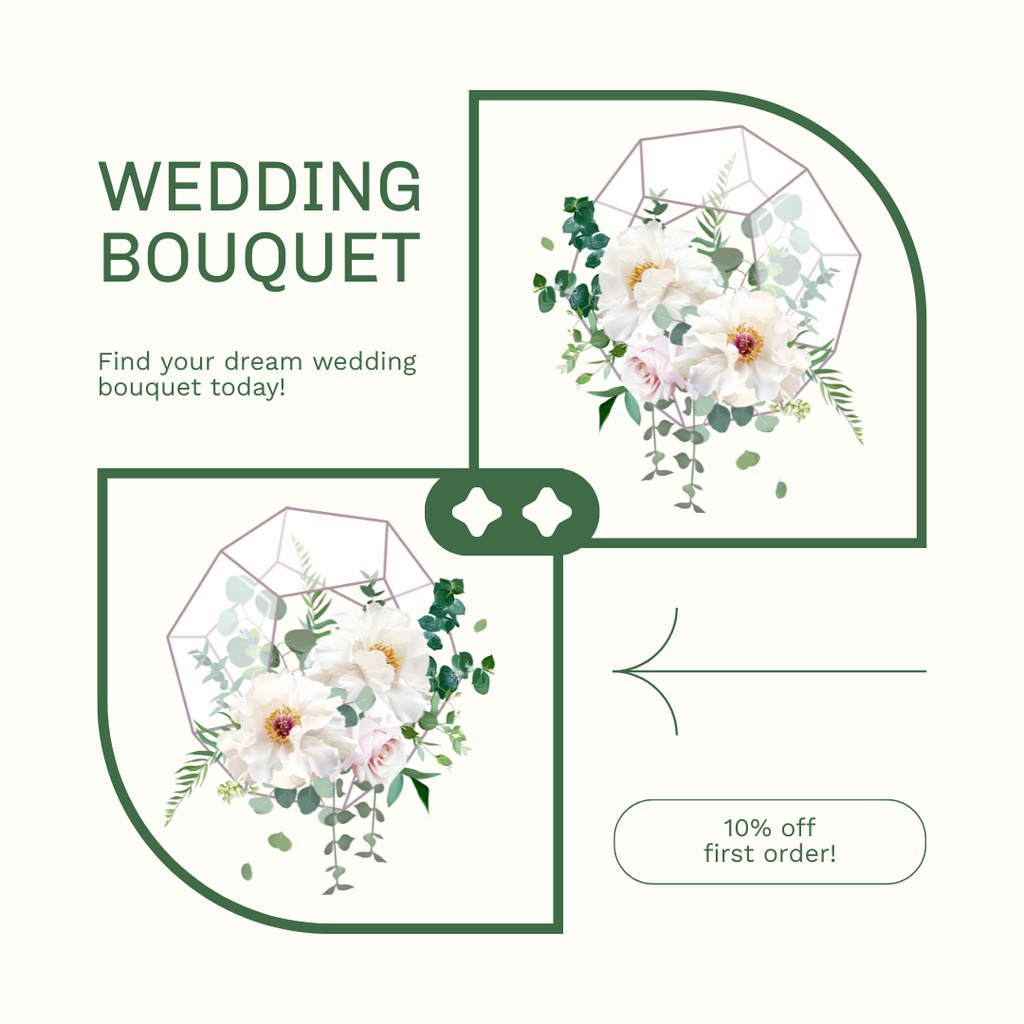 Collage with Offer Discounts on Wedding Bouquets Instagram Design Template