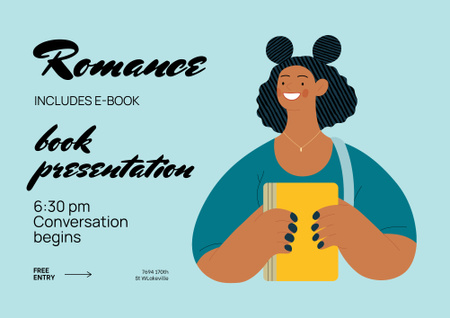 Romantic Book Presentation Event Poster B2 Horizontal – шаблон для дизайну