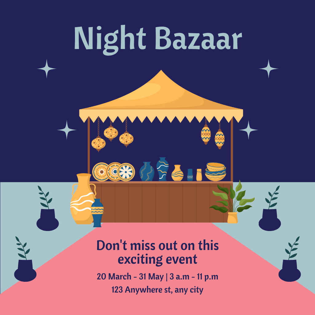 Handmade Night Bazaar Invitation Instagram Modelo de Design