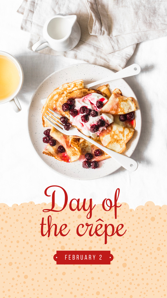 Baked crepes with berries on Day of Crepe Instagram Story Design Template