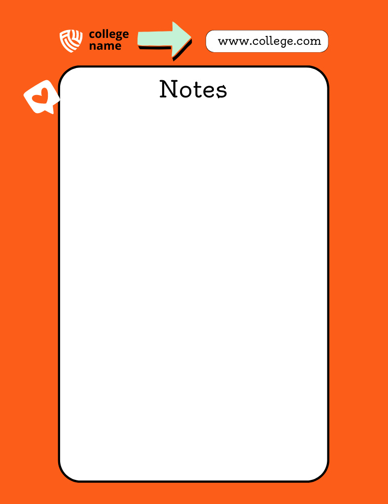 Bright Orange College Planner Notepad 107x139mm tervezősablon