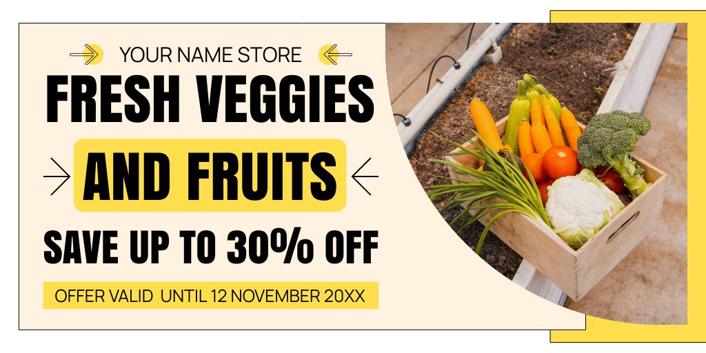 Plantilla de diseño de Fresh and Healthy Vegetables and Fruits from Farm Twitter 