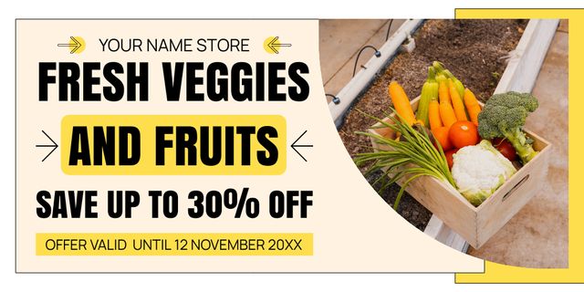 Fresh and Healthy Vegetables and Fruits from Farm Twitter Design Template