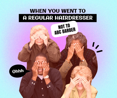 Joke about visiting Hairdresser Facebook Design Template