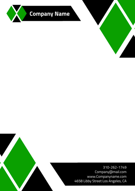 Empty Blank with Green Rhombuses Letterhead Modelo de Design