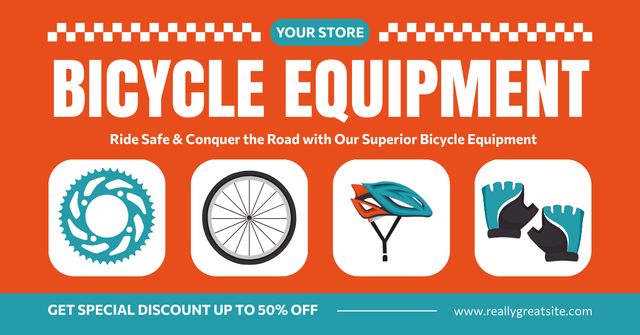 Szablon projektu Bicycle Equipment Sale Offer on Orange Facebook AD