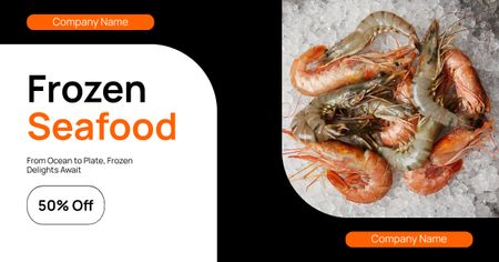 Offer of Frozen Shrimps and Prawns Facebook AD Design Template