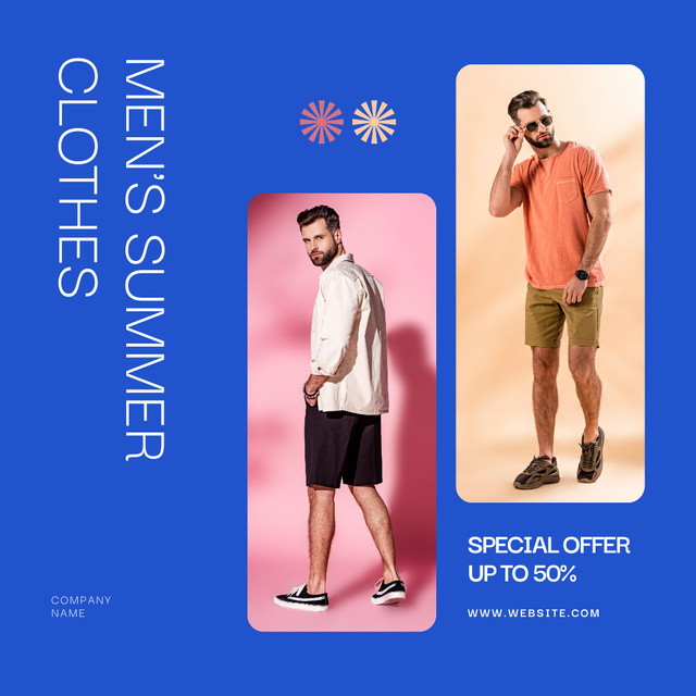 Summer Clothes for Men Animated Post Design Template