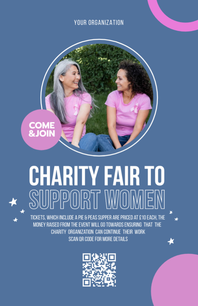 Ontwerpsjabloon van Invitation 5.5x8.5in van Charity Fair to Support Women