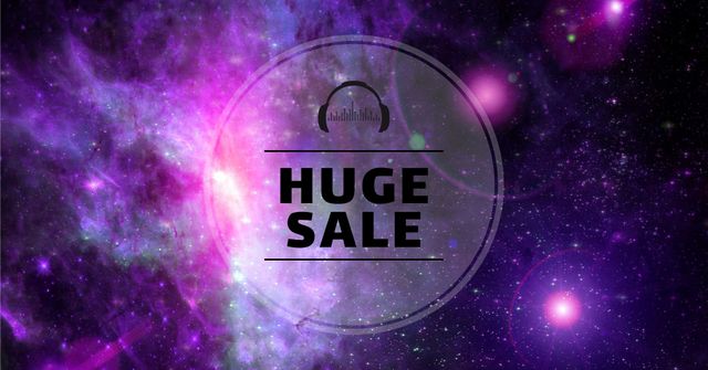 Sale Announcement with Purple Galaxy Facebook AD Design Template