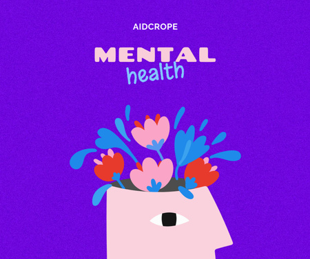 Designvorlage Anzeige für ein psychologisches Hilfsprogramm mit kreativer Illustration für Facebook