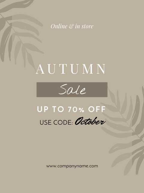 Seasonal Sale News with Autumn Leaves Art Poster USデザインテンプレート