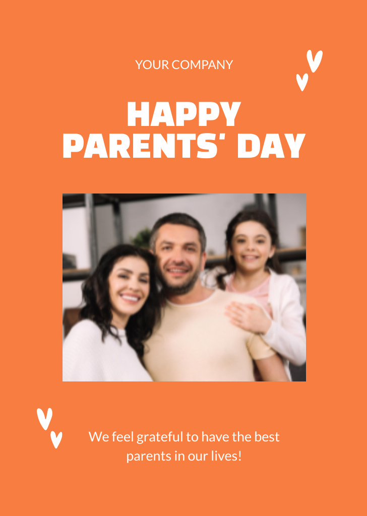 Family Celebrating Parents' Day Together Postcard A6 Vertical Design Template