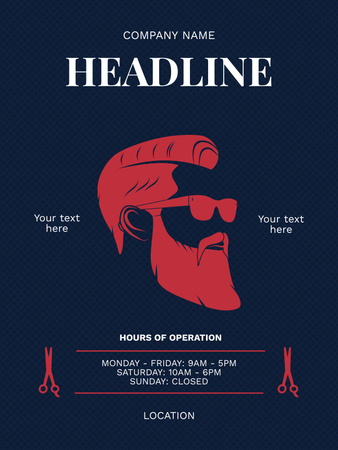 Designvorlage Illustration von Hipster für Barbershop Ad für Poster US